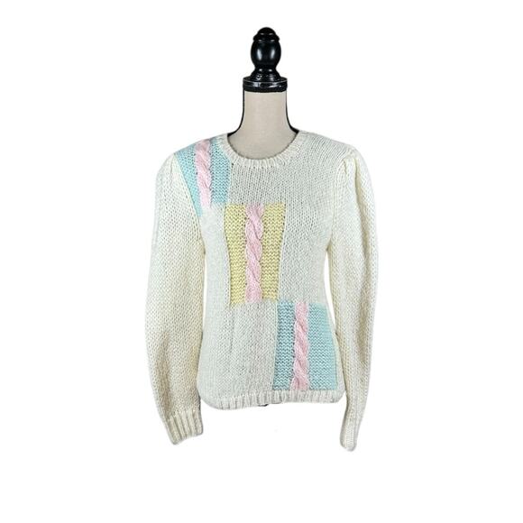 Vintage 80’s Hand Knit Margules Pastel Sweater - Picture 1 of 4